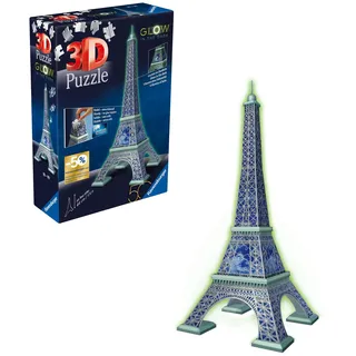 Ravensburger 3D Puzzle 11591 - Eiffelturm Glow-In-The-Dark Edition - Das Wahrzeichen aus Paris, nachleuchtend, Eiffelturm Modell - ab 10 Jahren