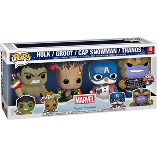 Funko Pop! Marvel: Holiday - Hulk, Groot, Captain America Snowman and Thanos - 4PK - Marvel Comics - Vinyl-Sammelfigur - Geschenkidee - Offizielle Handelswaren - Comic Books Fans
