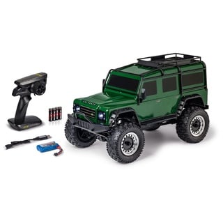 Carson Modellsport 500404236 1:8 Land Rover Defender 100% RTR British grün - Ferngesteuertes Auto, RC Fahrzeug, inkl. Batterien und Fernsteuerung, Geschwindigkeit km/h, Fahrzeit 20 min