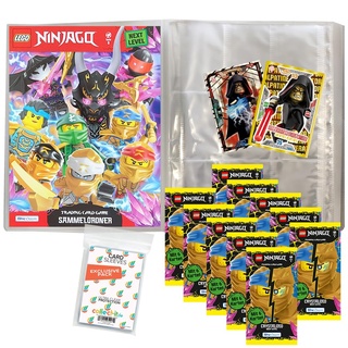 Bundle mit Lego Ninjago Serie 8 Next Level Trading Cards - 1 Leere Sammelmappe + 10 Booster + 2 Limitierte Star Wars Karten + Exklusive Collect-it Hüllen