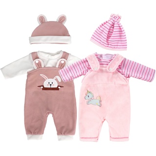 ZWOOS Puppenkleidung für Babypuppen 35-43 cm, süßes Outfit mit Hut kompatibel mit Baby Born, Baby Annabell und mehr, 2er-Pack