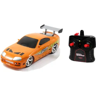 Jada Toys 253206006 Fast & Furious RC-Auto Brian's Toyota Supra-Orange, Ferngesteuertes Auto, Turbofunktion, 2-Kanal Funkfernbedienung, USB-Ladefunktion, inkl. Batterien, 1:16, orange