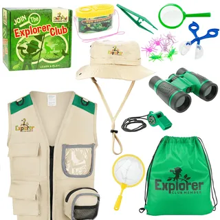 Cheerful Children Toys Entdecker Set – Insektenfänger-Kinderkostüm mit Entdeckerhut & Weste – für Jungen & Mädchen 3–7 Jahre, Outdoor-Garten-Safari, Natur, Zoo-Keeper, STEM-Bildungsspielzeug