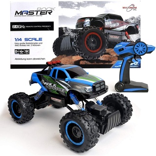 FunTomia Modellauto RC Ferngesteuertes Auto für Kinder - Rock Crawler / Monstertruck, Maßstab 1:14, (Set) blau