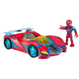 SUPER HERO ADVENTURES Playskool Heroes Marvel Spider-Man Netz Flitzer, 12 cm große Figur und Fahrzeug-Set, Kinder ab 3 Jahren zum Sammeln