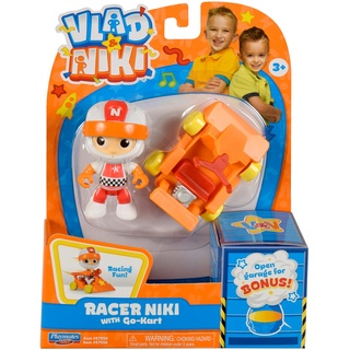 BANDAI Vlad & Niki Play Actionfigur – Racer Niki Figur – Gelenkige Actionfigur mit Zubehör, Mehrfarbig, P57556
