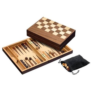 Schach Backgammon Dame Set, Feld 32 mm, Magnetverschluss,Brettspiel aus Holz, 1-, (DE-Ausgabe)