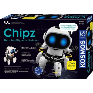 KOSMOS 621001 Chipz - Dein intelligenter Roboter, für Kinder ab 8-14 Jahre, folgt Bewegungen, weicht Hindernissen aus, mit Licht- und Soundeffekte, Roboter Spielzeug, Bausatz, Experimentierkasten