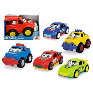 Dickie Toys Happy Runner, Spielautos für Kinder ab 1 Jahr, Off Roader, Spielzeugautos, Licht & Sound, 6-sort.