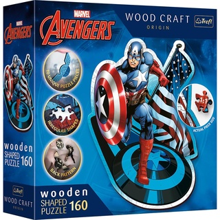 Trefl 20194 Woodcraft Marvel Avengers Konturenpuzzle aus Holz, Mehrfarbig