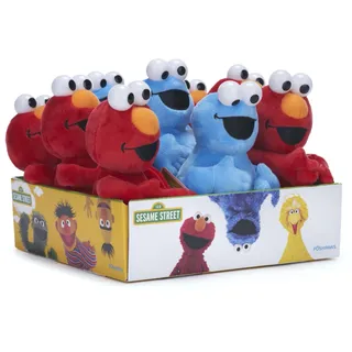 Posh Paws 37623 Sesamstraße, Elmo und Krümelmonster, 20,3 cm, Beanie, weiches Spielzeug (18 cm), Sortiment (2 Figuren zum Sammeln), Mehrfarbig