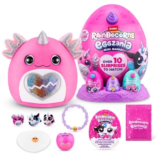 Rainbocorns Eggzania Mini Mania, Axolotl, by ZURU Plush Surprise Unboxing with Animal Soft Toy, Idea for Girls with Imaginary Play (Axolotl)