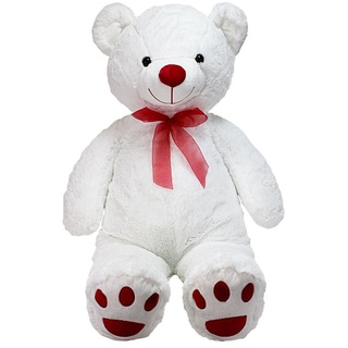 BEMIRO Tierkuscheltier Großer weißer Teddybär mit roter Schleife - ca 100 cm