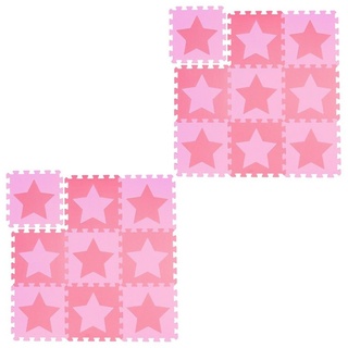 relaxdays Puzzlematte 18 x Puzzlematte Sterne rosa-pink rosa