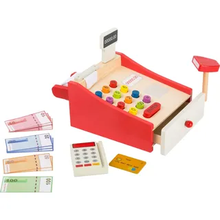 small foot 11082 Spielkasse mit Zubehör aus Holz für Kinder ab 3 Jahren, mit Kartenlesegerät und Scanner, Spielgeld, EC-Karte, Papierrolle Spielzeug, Mehrfarbig, S