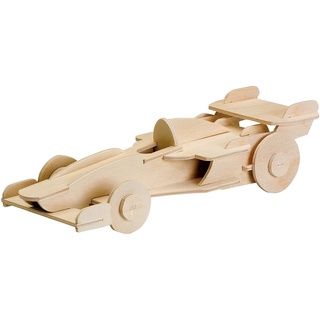 Pebaro 850/11 Holzbausatz Rennwagen, 3D Puzzle, Modellbausatz, Basteln mit Holz, Holzpuzzle, vorgestanzte Holzplatte, inkl. Schmirgelpapier, ausbrechen, zusammenstecken, fertig, Geschenkidee