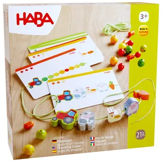 HABA 305780 - Fädelspiel Bauernhof-Freunde, Fädelspiel ab 3 Jahren, made in Germany, bunt