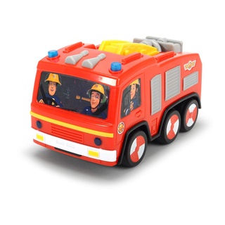 Dickie Toys 203092000 Feuerwehrmann Sam Non Fall Jupiter, batteriebetriebenes Feuerwehrauto mit Runterfall-Stopp, fällt nicht vom Tisch, mit Toplicht, 14 cm