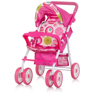 Chipolino Puppenwagen Dolly Korb faltbar Frontbügel Fußstütze Griff verstellbar rosa pink