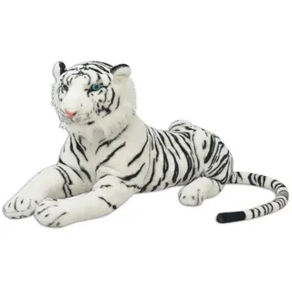 vidaXL Kuscheltier Tiger Plüschtier Weiß XXL weiß 146 cm x 40 cm