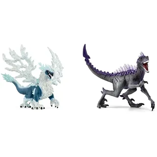 SCHLEICH 70790 Eisdrache, ab 7 Jahren, ELDRADOR Creatures - Spielfigur, 19 x 22 x 13 cm & ELDRADOR Creatures 70154 Schatten Raptor Dinosaurier