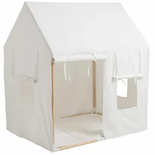 howa Kinderzelt Spielzelt Kinder Indoor aus 100% Baumwolle mit Holzstäben, inkl. Rutschfester gepolsterter Bodenmatte Kuschelecke Kinderzimmer, Creme - Weiß, 80x110x125 cm 8515