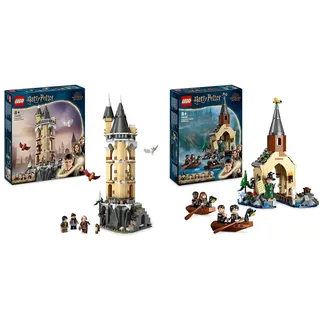 LEGO Harry Potter Eulerei auf Schloss Hogwarts, Abenteuer-Set & Harry Potter Bootshaus von Schloss Hogwarts Spielzeug-Modell