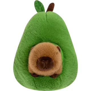 Capybara Plüschtier mit Schultasche, weiches, flauschiges Stofftier, bezaubernde Cartoon-Kawaii-Avocado-Plüschpuppe, beste Geschenke für Kinder,...