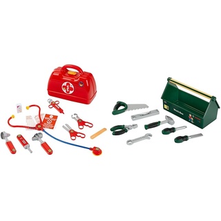 Theo Klein 4457 Arztkoffer | Mit Stethoskop & 8573 Werkzeug-Box | 7-teiliges Werkzeug-Set | Stabile Box mit praktischem Tragegriff | Spielzeug für Kinder ab 3 Jahren