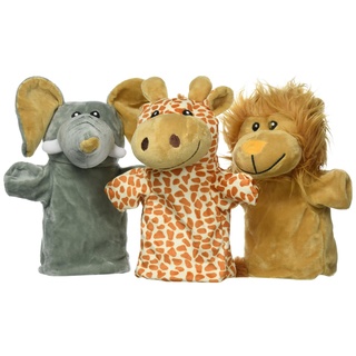 goki Handpuppen Wilde Tiere 3er Set aus Plüsch