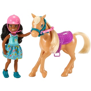 Barbie FRL84 DYL24 Chelsea Puppe (Brunette) und Pferd