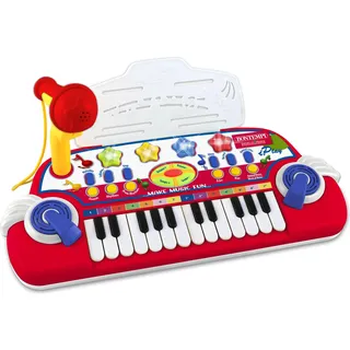 Bontempi | MiniKeyFun: 24-Tasten-Spielzeug mit Mikrofon und Lesepult für kleine Musiker