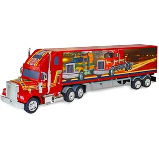 Cartronic RC Jumbo-Truck (1:20), rot, 71 cm I Ferngesteuerter LKW mit Licht & abnehmbarem Auflieger I Spielzeug-Fahrzeug ab 6 Jahren