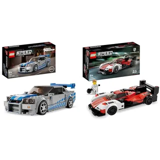 LEGO 76917 Speed Champions 2 Fast 2 Furious Nissan Skyline GT-R Rennwagen Spielzeug zum Bauen & 76916 Speed Champions Porsche 963, Modellauto-Bausatz, Rennfahrzeug Spielzeug für Kinder