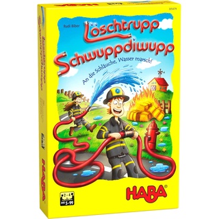 HABA 305479 - Löschtrupp Schwuppdiwupp, Legespiel für Kinder ab 5 Jahren zum Lieblingsthema Feuerwehr für 2 – 4 Spieler, Spieldauer 15 Minuten, Geschenkidee zum Mitbringen für Feuerwehrfans