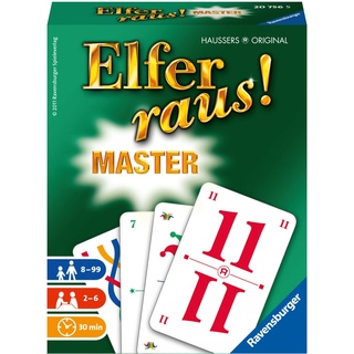 Ravensburger 20756 - Elfer raus! Master, Kartenspiel für 2-6 Spieler, Spiele-Klassiker ab 8 Jahren, Master Edition