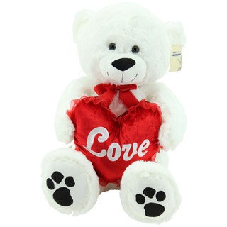Sweety-Toys 5710 XXL Riesen Teddy Valentine Teddybär 80cm weiss mit Herz LOVE supersüss