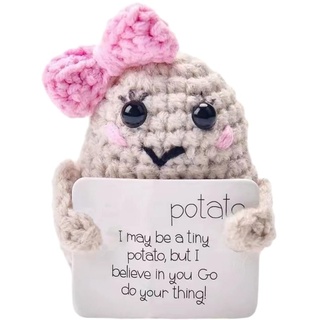 SiSfeL Pocket Hug Positive Kartoffel, Positive Potato Pocket Hug, Mini-Plüsch Lustige Potato Puppe, Strickwolle Puppe, Geschenk für Familie Freund