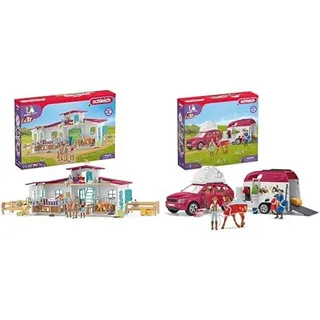 SCHLEICH 42567 Reiterhof, für Kinder ab 5-12 Jahren, HORSE Club - Spielset & 42535 Abenteuer mit Auto und Pferdeanhänger, für Kinder ab 5-12 Jahren, HORSE Club - Spielset