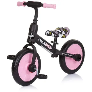 Chipolino Dreirad, Laufrad 2 in 1, Max Bike, 10 Zoll Räder, Pedale, Stützräder pink