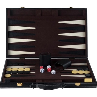 Longfield Games Backgammon 18 Klassisches Brettspiel in Braun und Elfenbein
