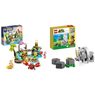 LEGO 76992 Sonic The Hedgehog Amys Tierrettungsinsel Spielzeug-Set & 71420 Super Mario Rambi das Rhino