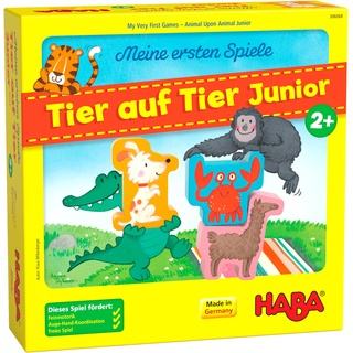 HABA 306068 - Meine ersten Spiele – Tier auf Tier Junior, Kleinkinderspiel ab 2 Jahren, made in Germany, Bunt