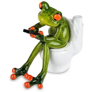 formano Dekofigur Frosch mit Handy auf der Toilette Froschhausen Toilettenfrosch