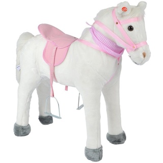 Pink Papaya Stehpferd Spielpferd zum Reiten für Kinder 65 / 75 cm Plüschpferd, Kuscheliges Stehpferd für Kinder, handgefertigt weiß