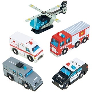 Spielfiguren-Set Rettungsfahrzeuge 5-Teilig Aus Holz