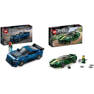 LEGO Speed Champions Ford Mustang Dark Horse Sportwagen, Auto-Spielzeug & Speed Champions Lotus Evija, Bausatz für Modellauto, Auto-Spielzeug mit Cockpit für 2 Figuren