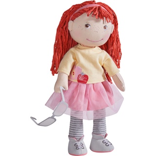 HABA Puppe AVA, 30 cm Puppe mit Brille, Stoffpuppe für Kinder ab 18 Monaten