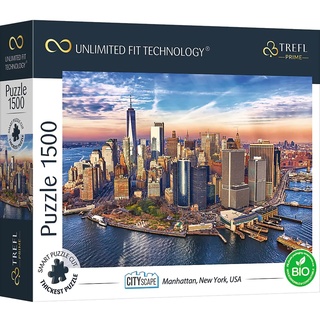 Trefl 26189 1500 Elemente, dickster Karton, Bio, ECO, Stadtlandschaft, Unterhaltung für Erwachsene und Kinder ab 12 Jahren, UFT-Puzzle Cityscape: Manhattan, New York, USA