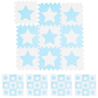 relaxdays Spielmatte 45 x Puzzlematte Sterne weiß-blau blau|weiß